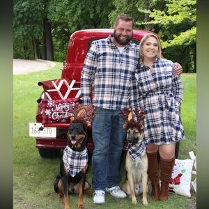 Men’s & women’s matching Kiel James Patrick plaid shirt & dress
